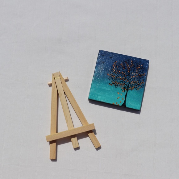 Handmade 3x3inch Mini Canvas & a free wood easal - Picture 2 of 4